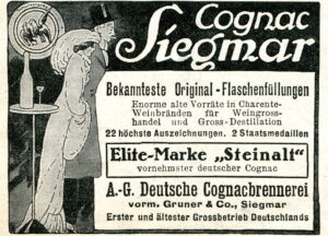 Cognac Siegmar by A.-G. Deutsche Cognacbrennerei (vorm. Gruner & Co., Siegmar)