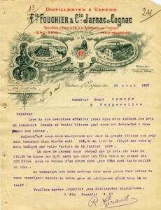Fouchier distillery, letter to Henri Robert