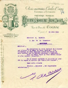 JeanMoreau Fils, cooper, letter to mr. Barbier