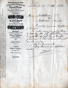 Pichot, printing company, letter to Boutelleau
