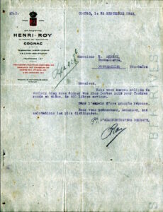 Letter to tonnellerie H. Robert