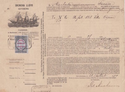 Florant, Bordeaux; shipping bill of lading for Foucauld