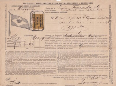 Koninklijke Nederlandsche Stoomboot-Maatschappij (Royal Dutch Steamship Company); shipment for Foucauld