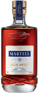 750ml, content and abv in blue lettres