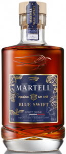 750ml VSOP Blue Swift, 2020 edition designed by Quavo; text: made of cognac, then finished in bourbon casks (it is not allowed to be called cognac)