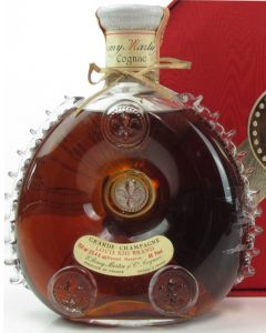 Louis XIII Brand 750ml (25.4 fl oz) Rarest Reserve 80 Proof (1970s); 10 fins on both sides; Renfield importers; red octagonal box, 1970s