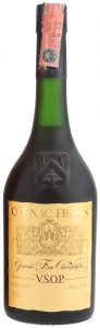 VSOP Grande Fine Champagne, with an emblem embossed on the shoulder and with a paper duty seal on top and with a paper duty seal