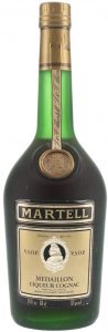 24 floz 68 cl 70 proof stated in white lettters on the black area below; liqueur cognac (end 1970s)