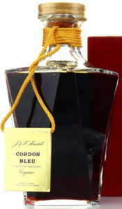 Cordon Bleu liqueur brandy, golden ribbon; content stated on the back; Asian import