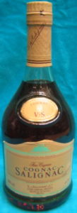 750ML (not 100% sure), cognac stated above Salignac; yellow-brown coloured label with L. de Salignac & Co. stated below