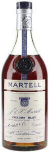 Capped cork, no riveting; fine liqueur cognac brandy stated; 24 fl ozs stated; text in English