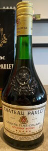 Chateau Paulet, grande fine cognac; green glass different capsule; importer data beneath 